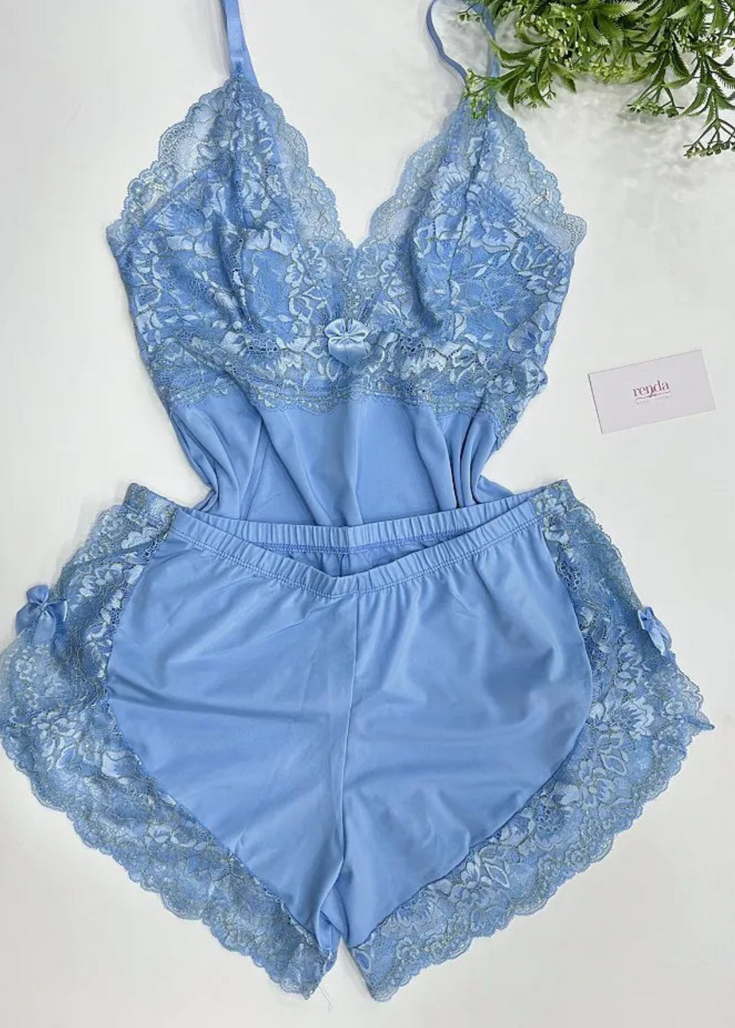 Conjunto de pijama curto - Sky Blue and Gold