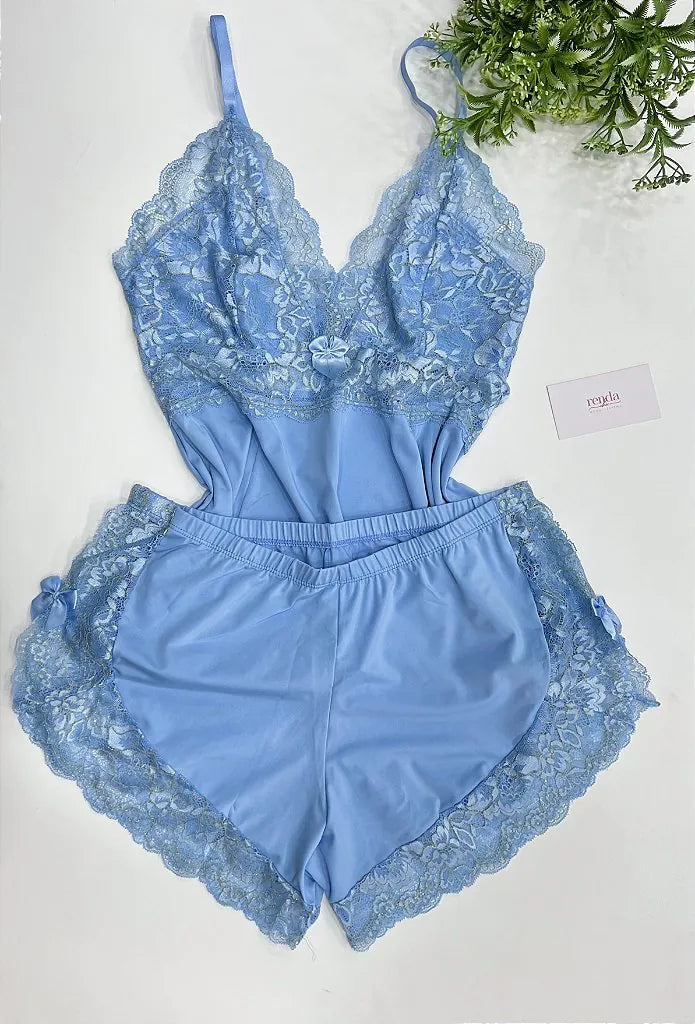 BABY DOLL AURORA – AZUL CÉU E DOURADO