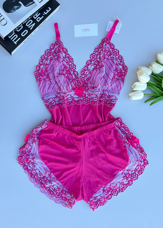 Conjunto de pijama curto - Pink and White