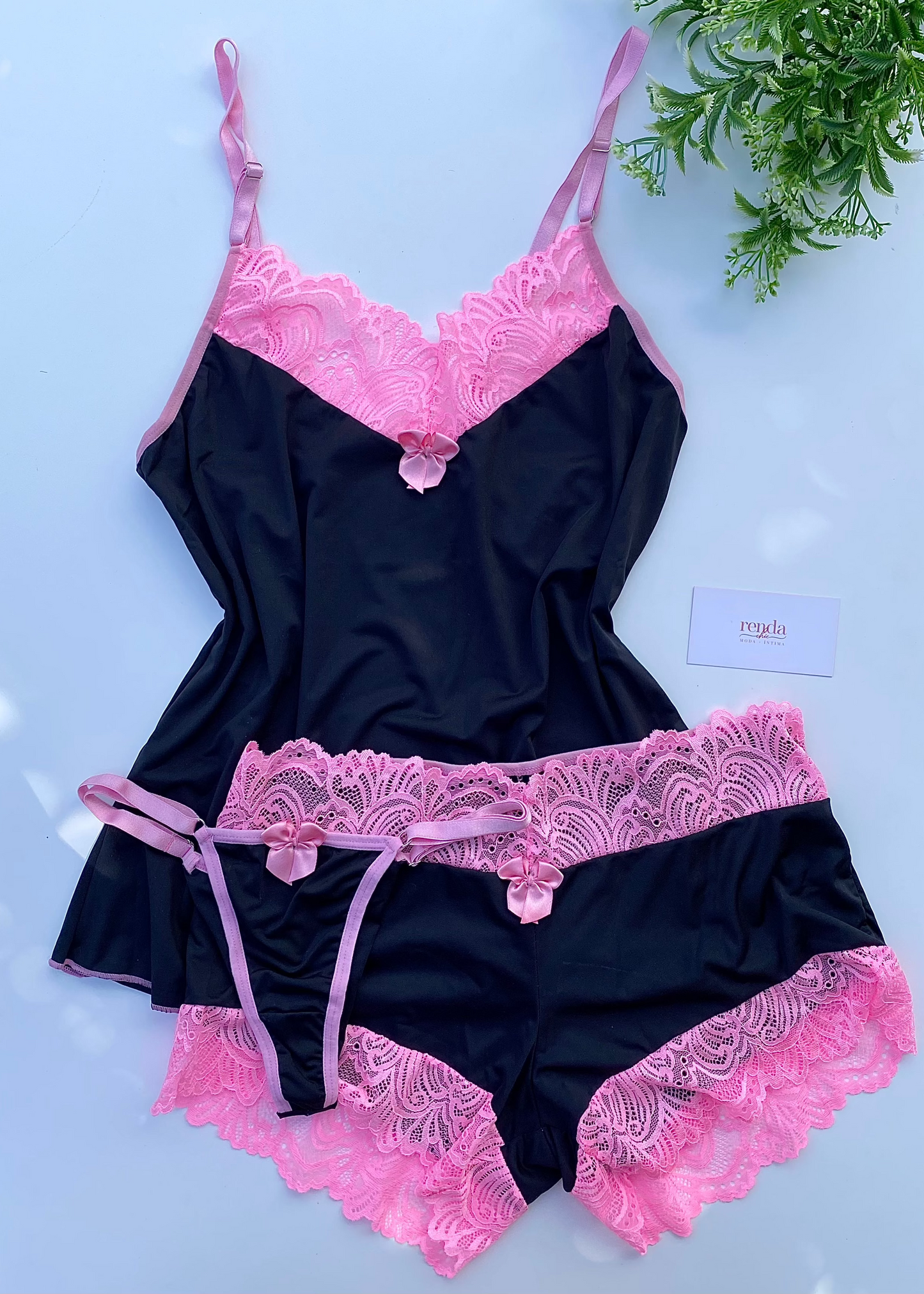Conjunto de pijama curto + calcinha - Black and Bubbaloo