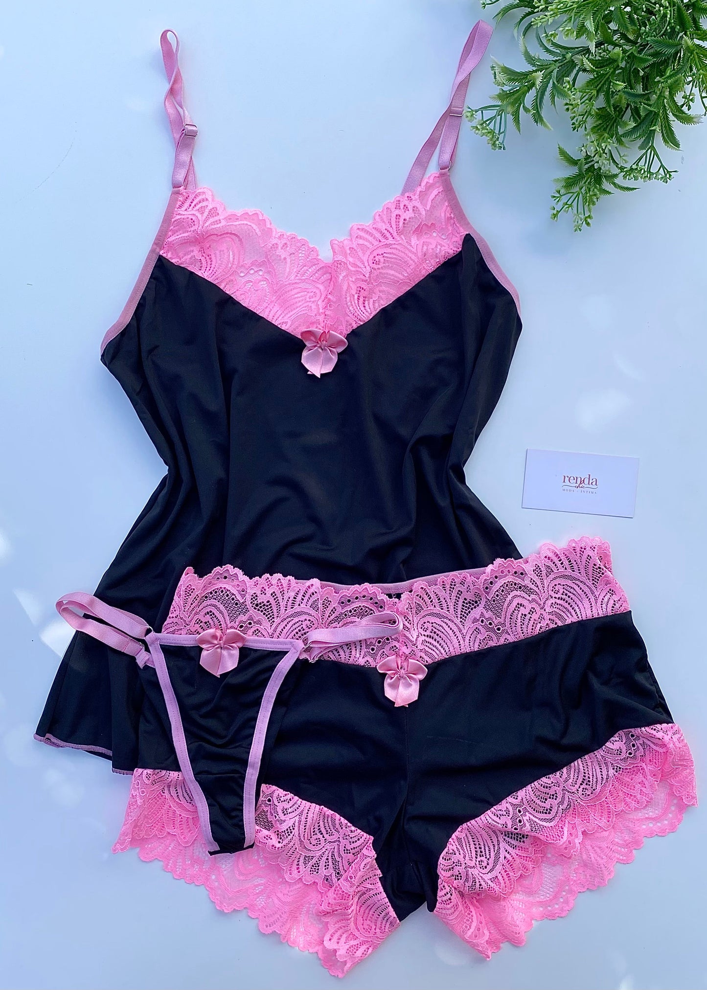 Conjunto de pijama curto + calcinha - Black and Bubbaloo