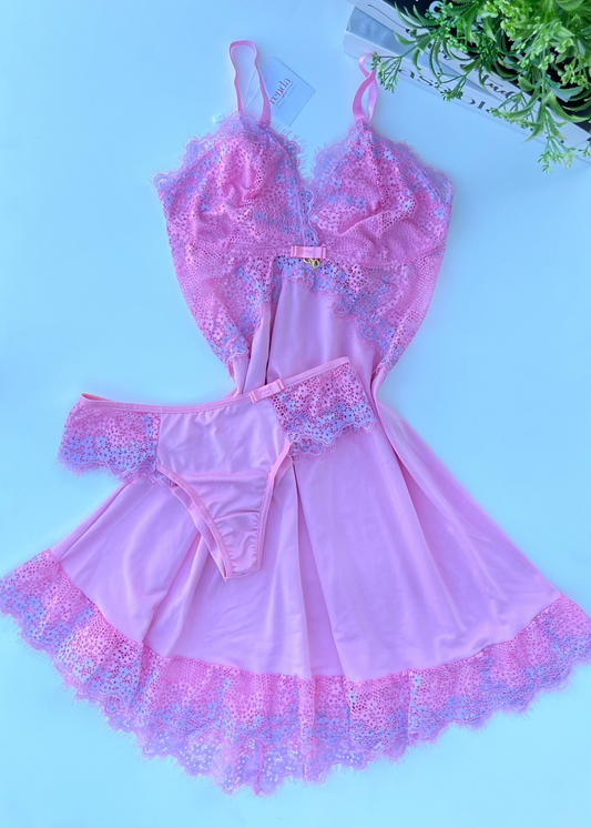 Conjunto de Camisola + Calcinha – Bubbaloo Pink and Lavander