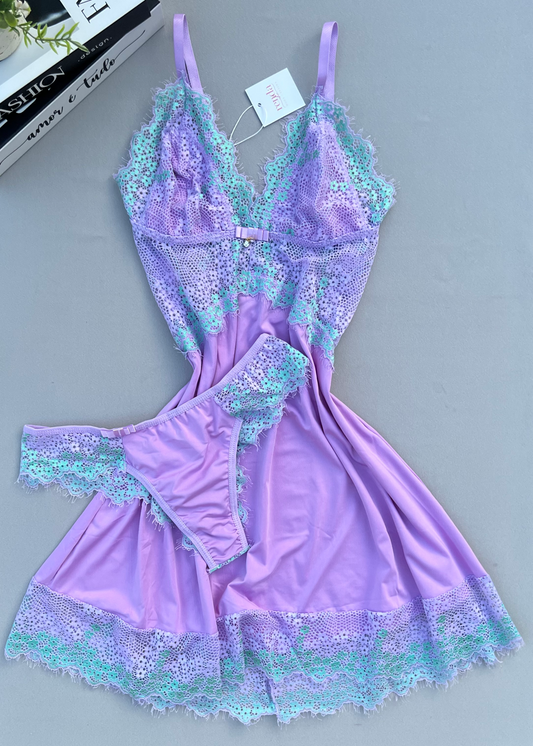 Conjunto de Camisola + Calcinha – Lavender and Green
