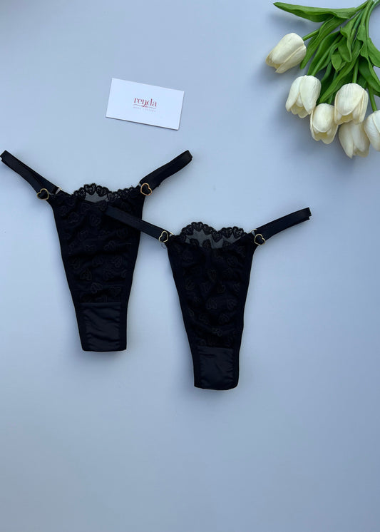 Amour Noir — Calcinha Fio com Regulagem de Coração