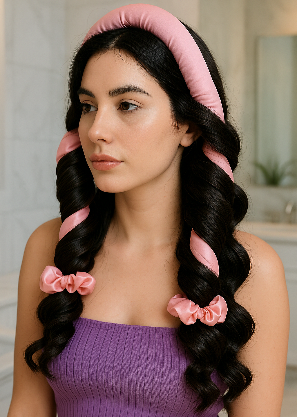 Kit Nuit de Soie — Touca, Modelador de Cachos e Scrunchies de Cetim