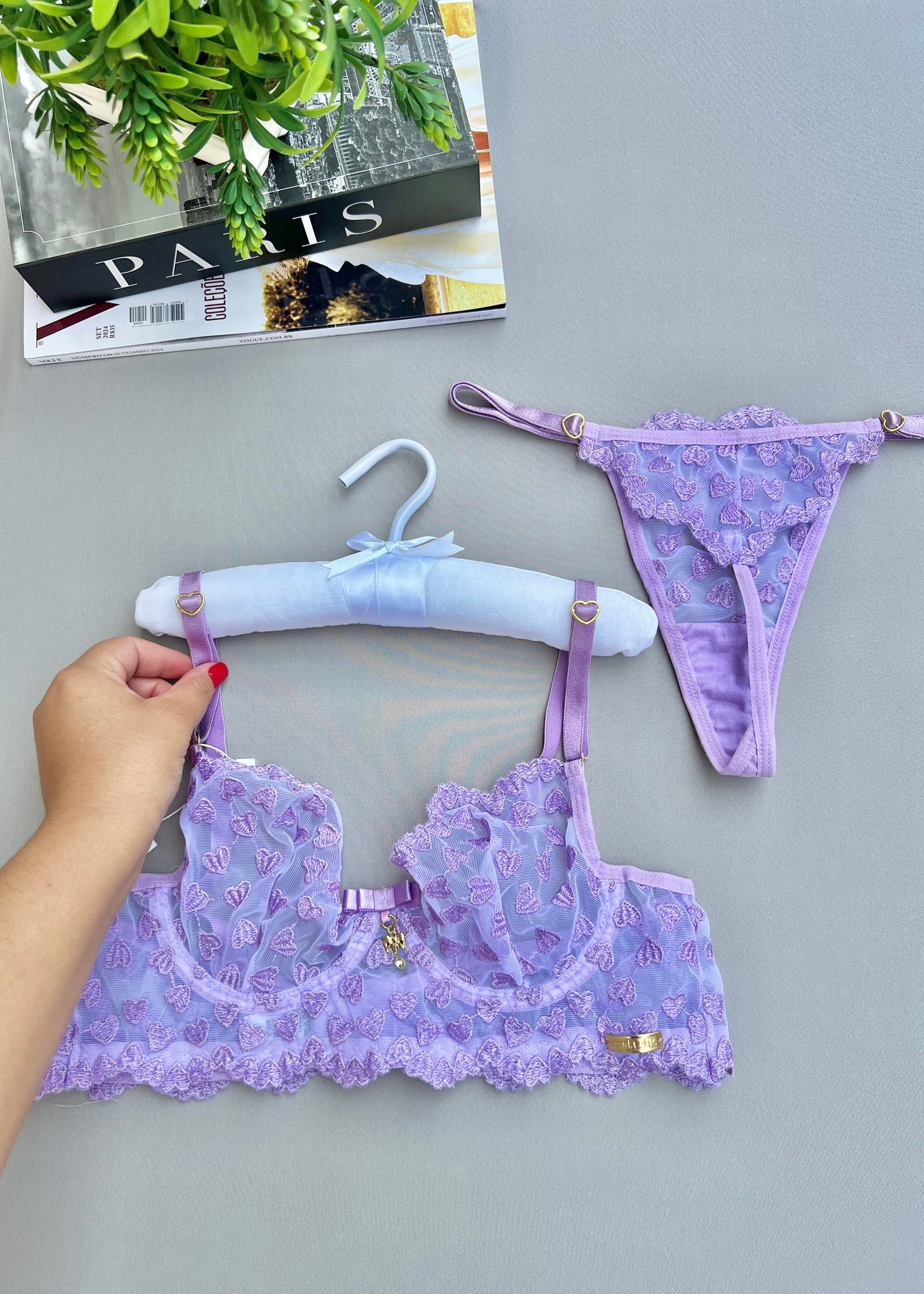 Conjunto Douce Désiré - Tule Bordado com corações