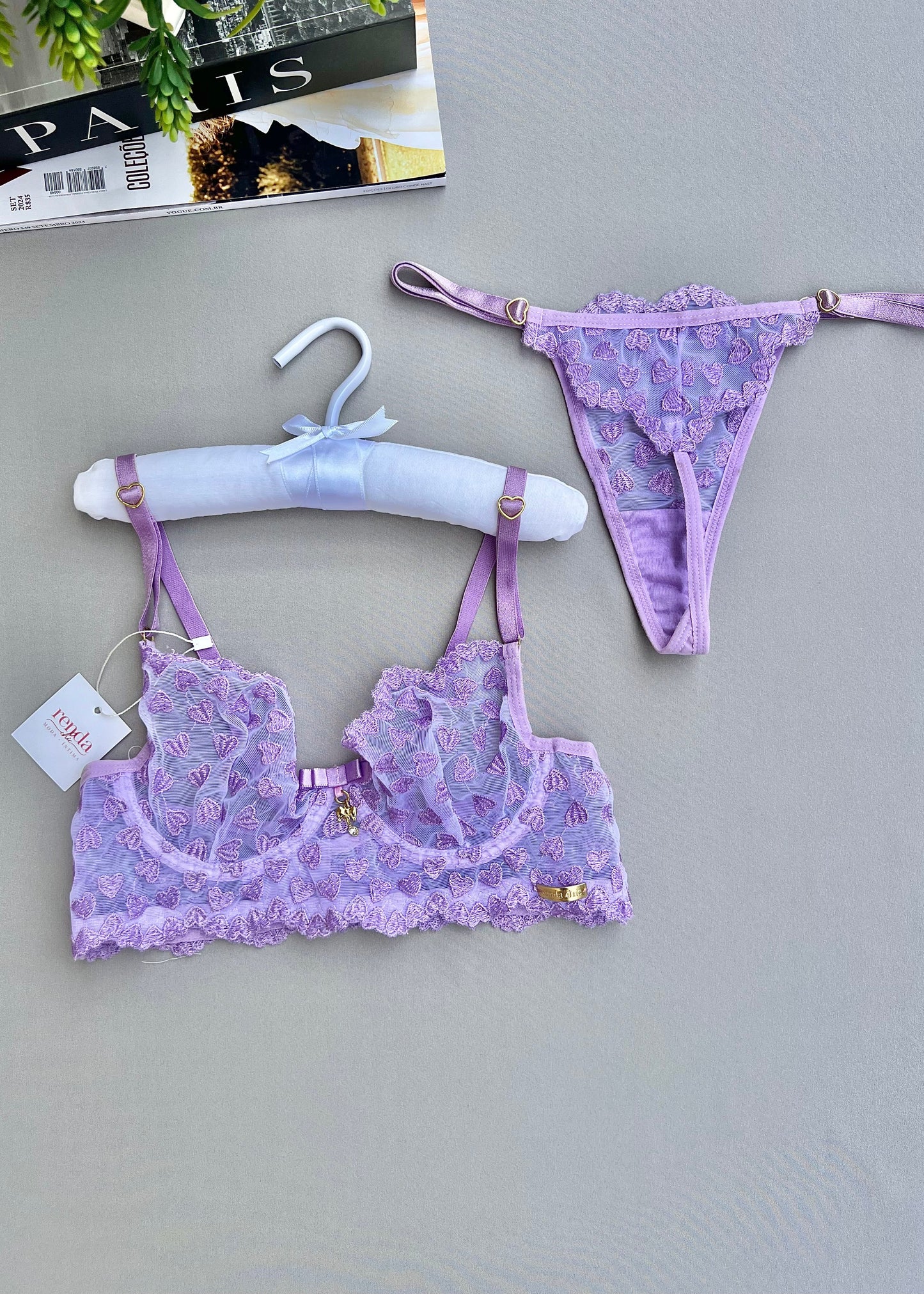 Conjunto Douce Désiré - Tule Bordado com corações