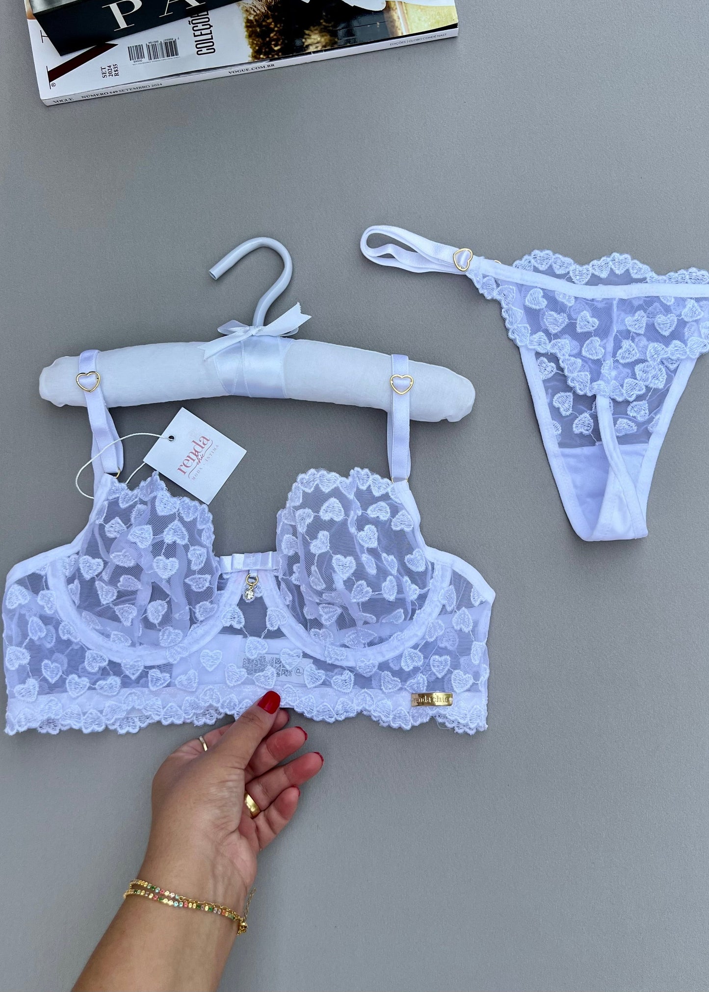 Conjunto Douce Désiré - Tule Bordado com corações