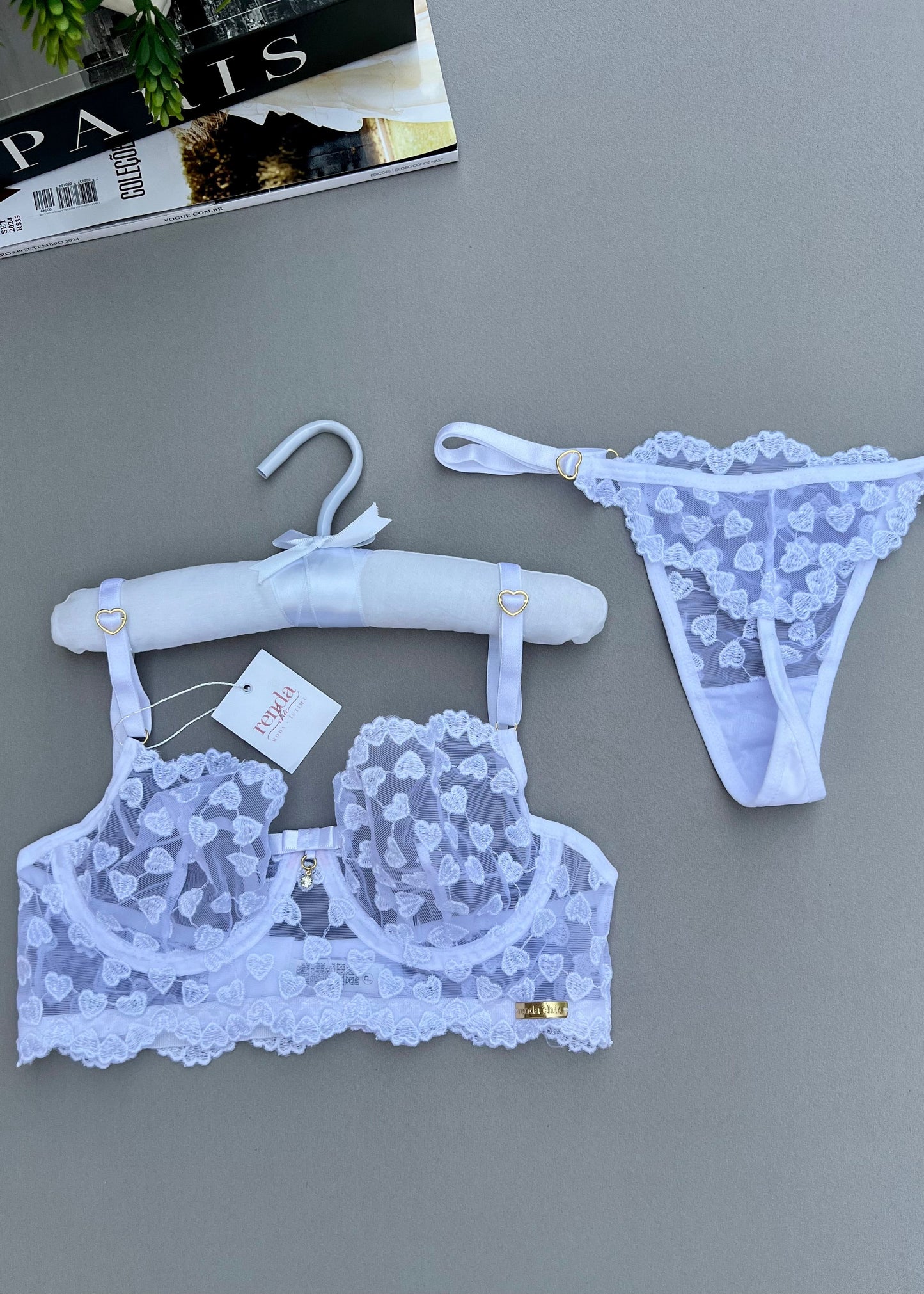 Conjunto Douce Désiré - Tule Bordado com corações