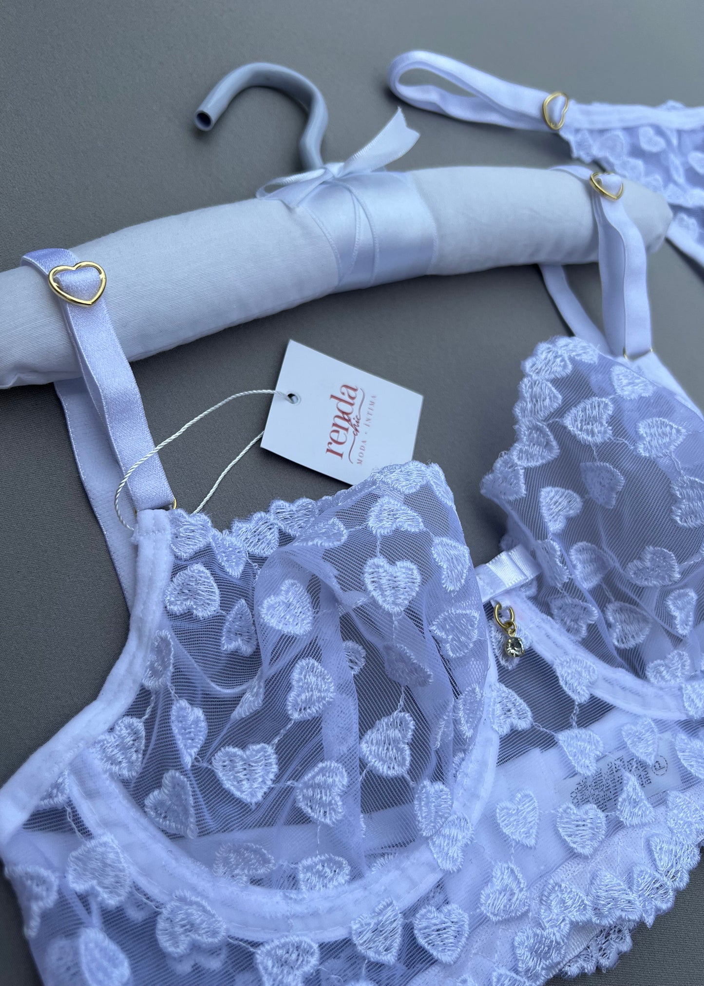 Conjunto Douce Désiré - Tule Bordado com corações