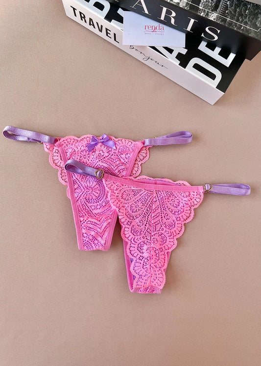 Bubbaloo Pink and Lavander  — Calcinha Fio com Regulagem de Coração