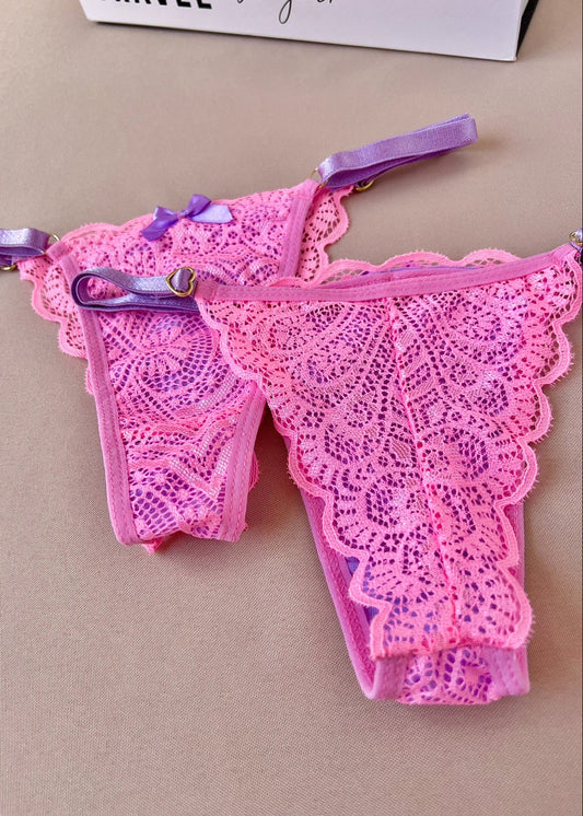Bubbaloo Pink and Lavander  — Calcinha Fio com Regulagem de Coração