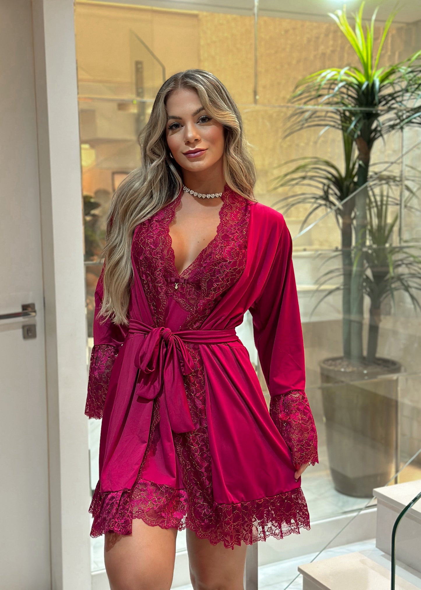 Kit Robe + Conjunto de Camisola + Calcinha - Cerise Royale