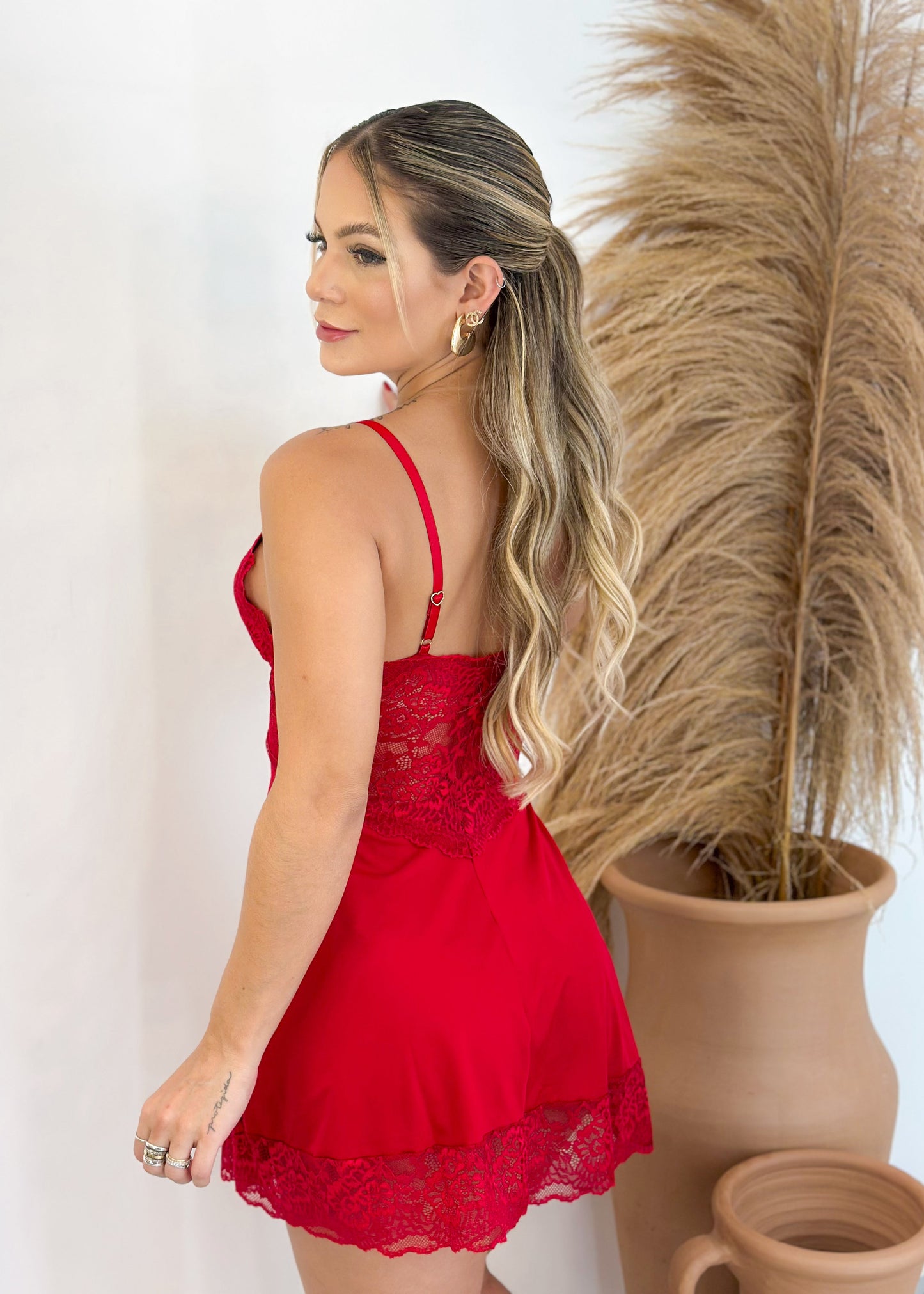 Kit Robe + Conjunto de Camisola + Calcinha - Rubi Red