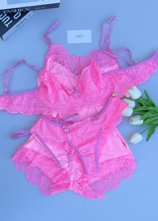 Édition Bubbaloo — Combo 5 peças: Conjunto de pijama curto + Conjunto Jolie Dentelle