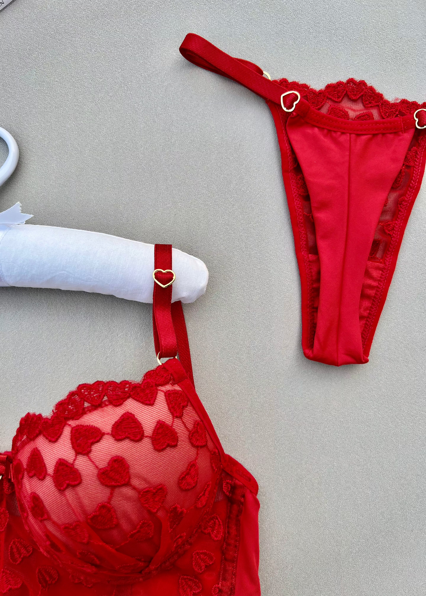 Conjunto Coeur Sauvage - Tule bordado em corações