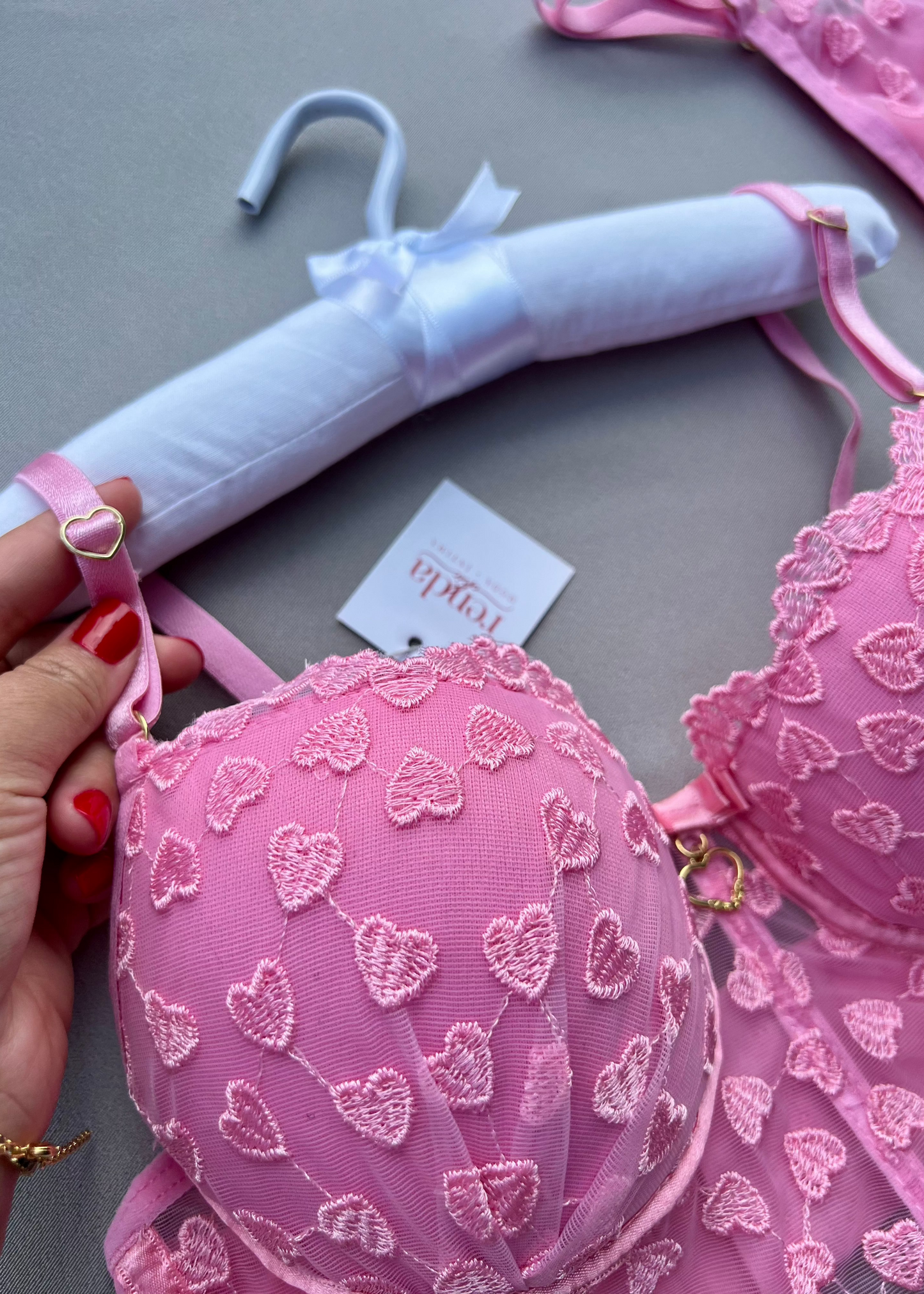 Conjunto Coeur Sauvage - Tule bordado em corações