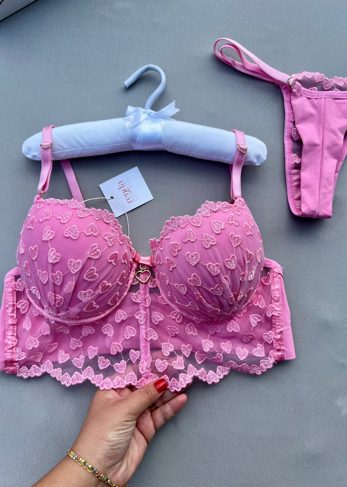 Conjunto Coeur Sauvage - Tule bordado em corações