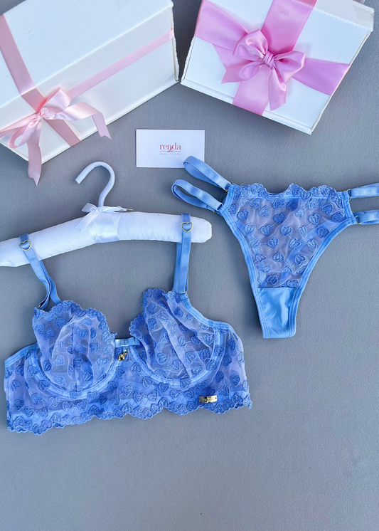 Édition Baby Blue and Bubbaloo Pink - Combo 5 peças: Conjunto de pijama curto + Conjunto Amour Désiré