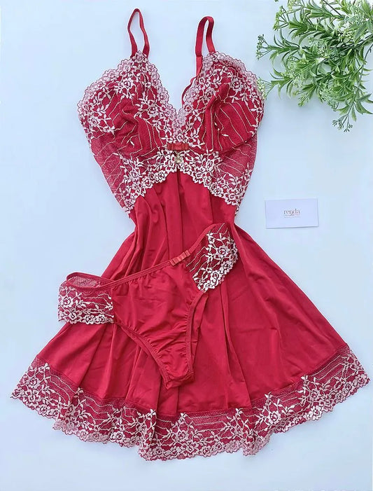 CAMISOLA AURORA – VERMELHO PIMENTA E OFF WHITE