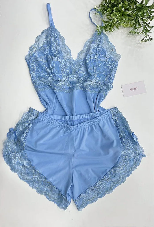 BABY DOLL AURORA – AZUL CÉU E DOURADO