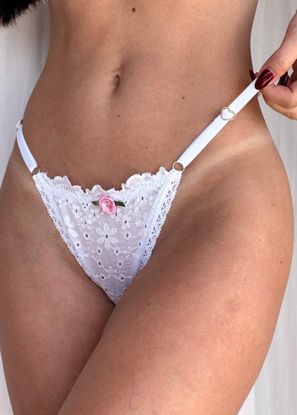 Conjunto Fleur de Grâce Blanc - Renda laise com duas calcinhas