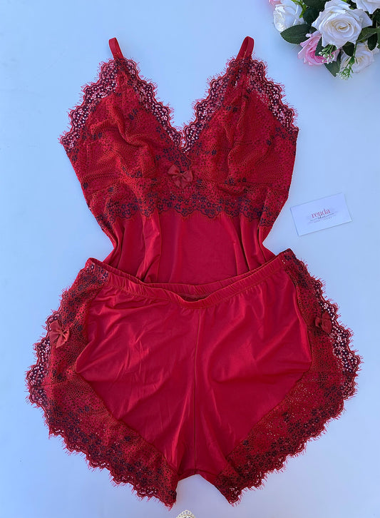 BABY DOLL AURORA – VERMELHO RUBI E PRETO