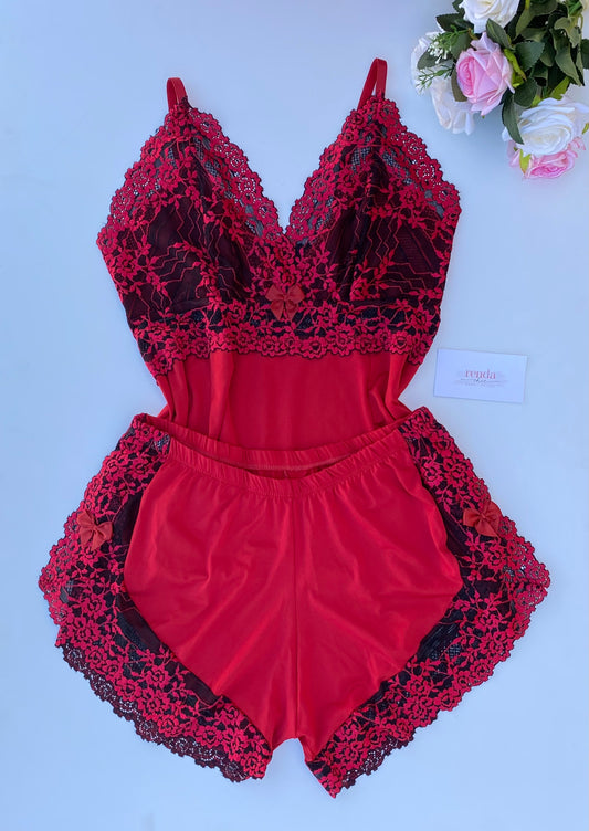 BABY DOLL AURORA – VERMELHO E PRETO