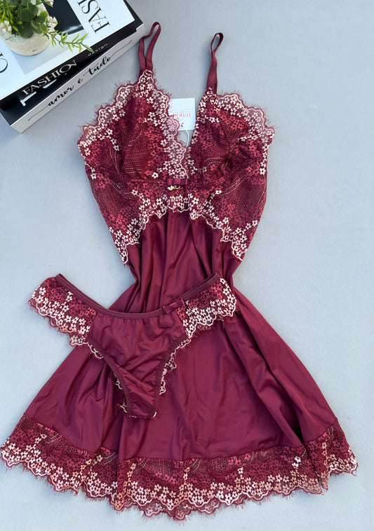 CAMISOLA AURORA – MARSALA E NUDE