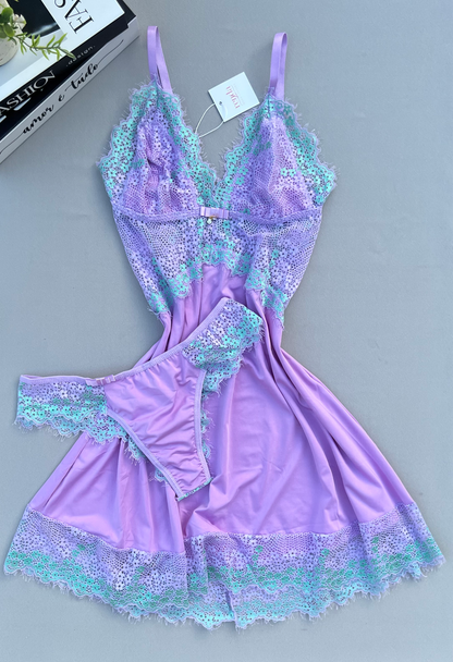 CAMISOLA AURORA – LAVANDA E VERDE