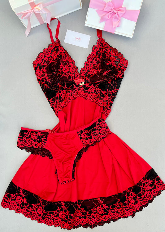 CAMISOLA AURORA – VERMELHO E PRETO