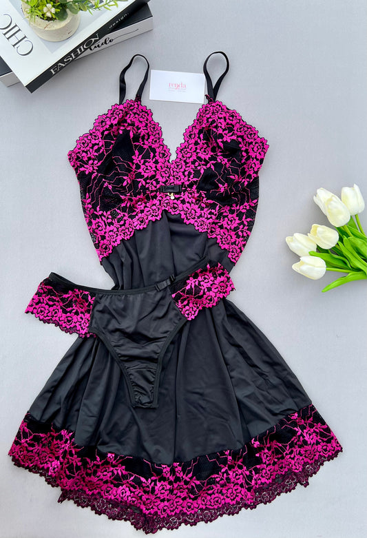 CAMISOLA AURORA – PRETO COM ROXO