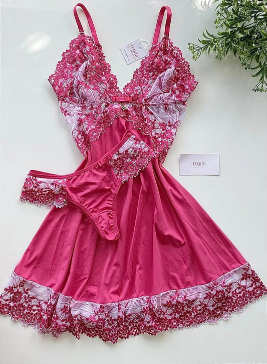 CAMISOLA AURORA – ROSA PINK E BRANCO