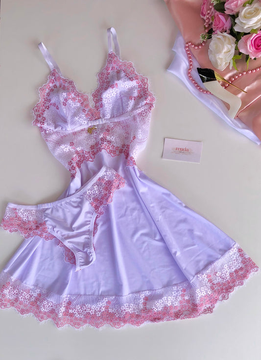CAMISOLA AURORA – BRANCO E ROSA BEBÊ