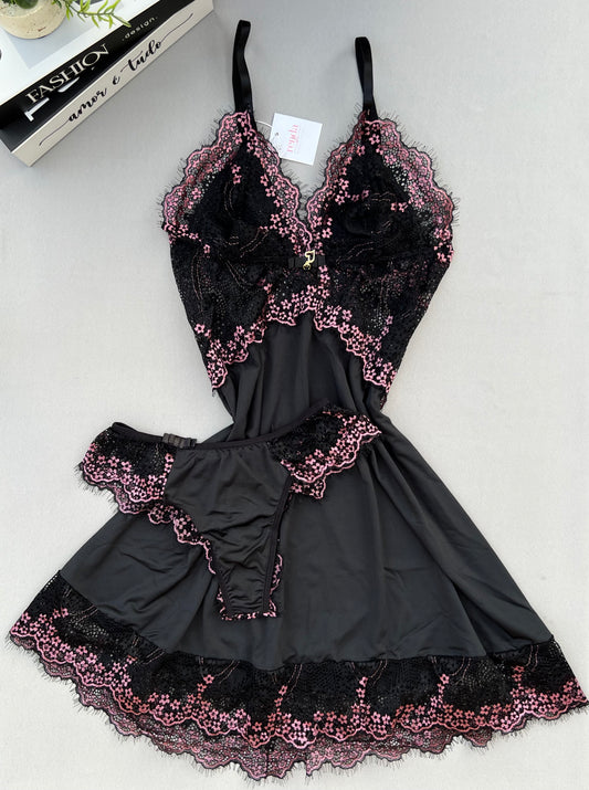 CAMISOLA AURORA – PRETO E ROSÊ
