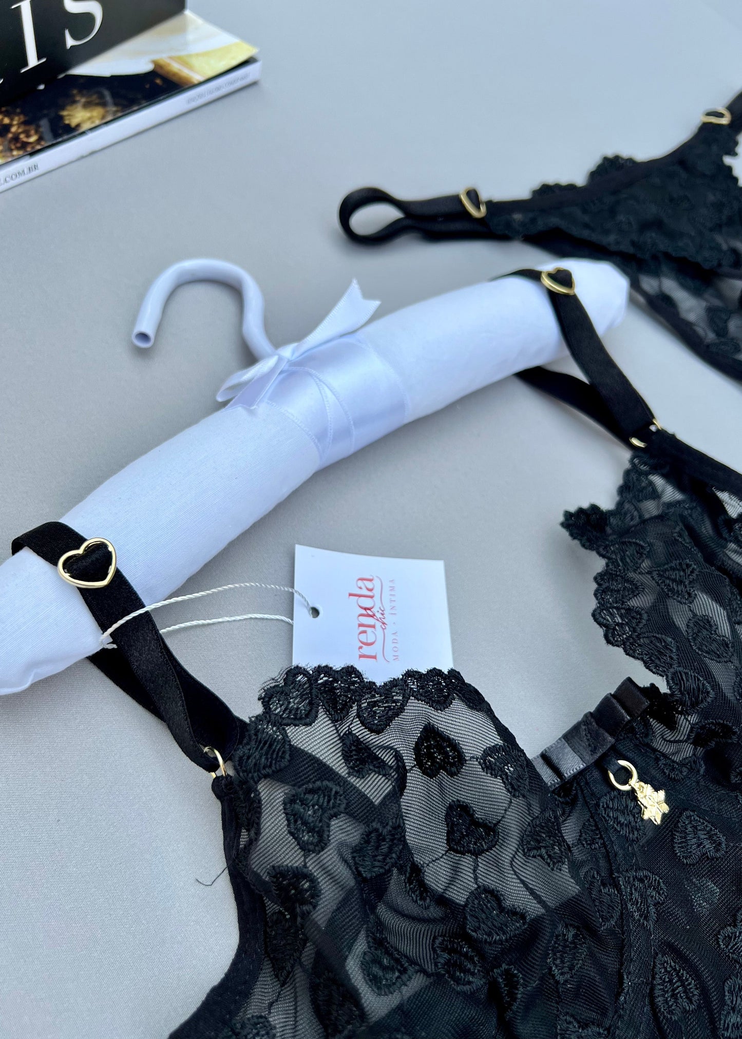 Conjunto Douce Désiré - Tule Bordado com corações