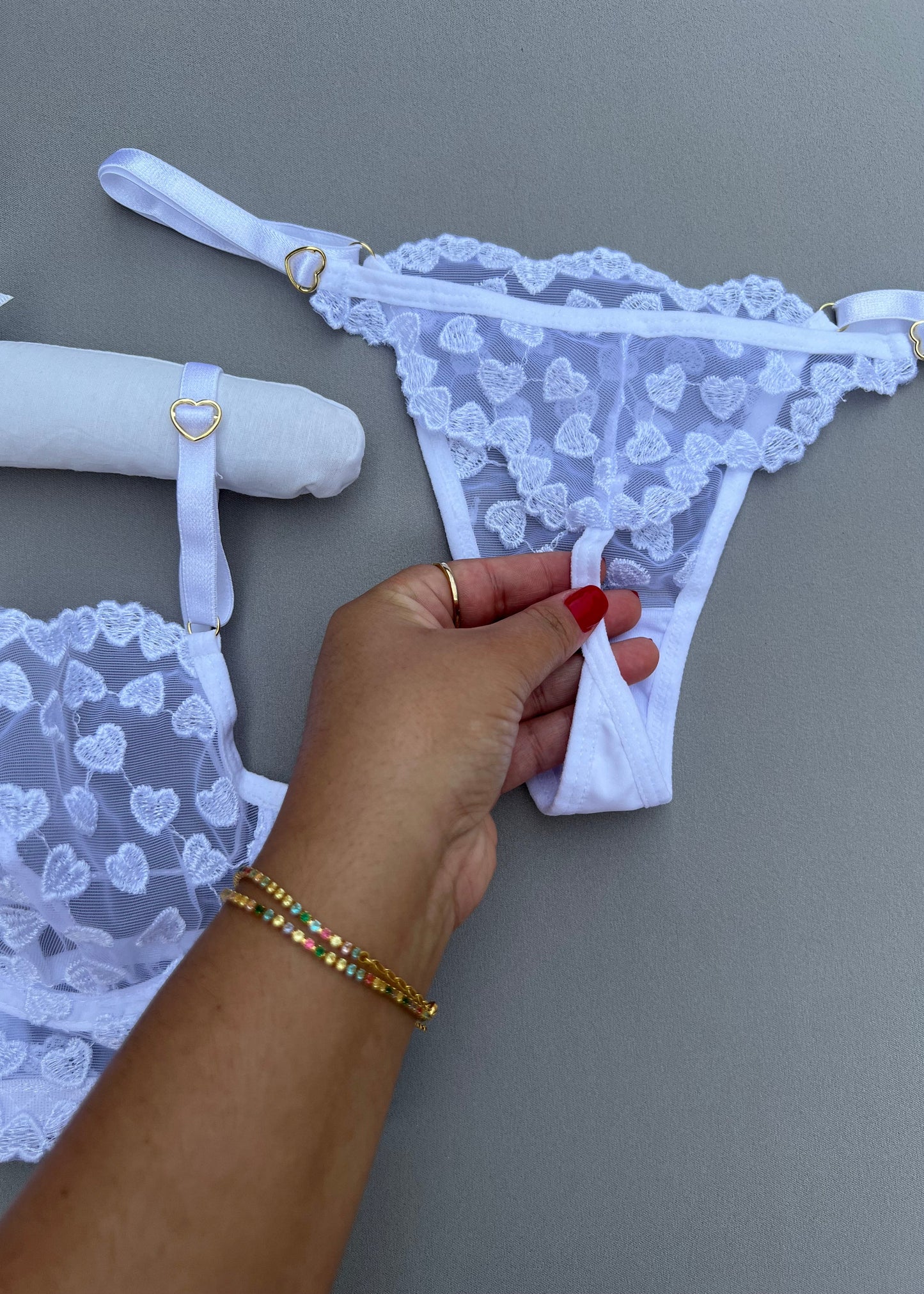 Conjunto Douce Désiré - Tule Bordado com corações