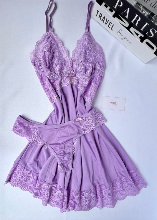 Conjunto de Camisola + Calcinha  – Lavender Iris