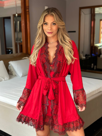 Combo 5 peças: Robe + Camisola  + Calcinha + Conjunto Bela