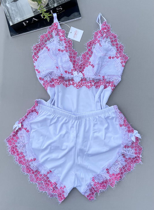 BABY DOLL AURORA – BRANCO E ROSA RUBI