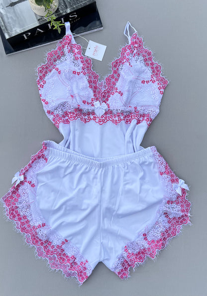 BABY DOLL AURORA – BRANCO E ROSA RUBI