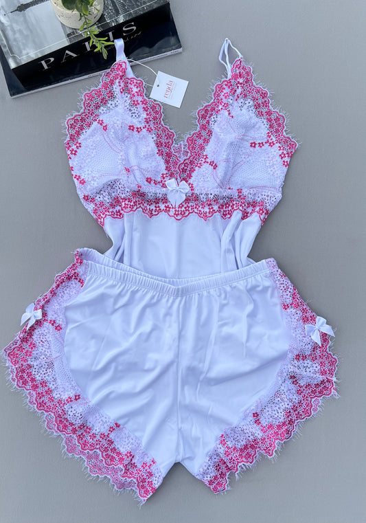 BABY DOLL AURORA – BRANCO E ROSA RUBI