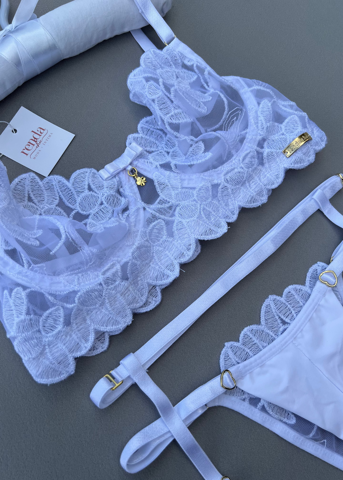 Conjunto Rêve Secret Blanc - Tule bordado