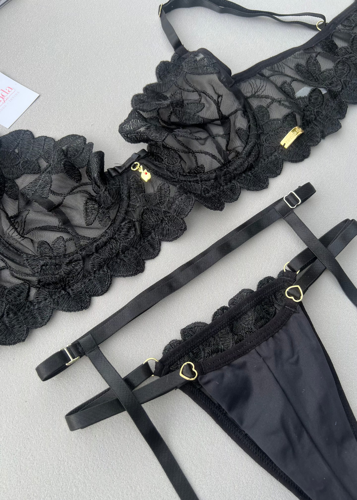 Conjunto Rêve Secret Black - Tule bordado