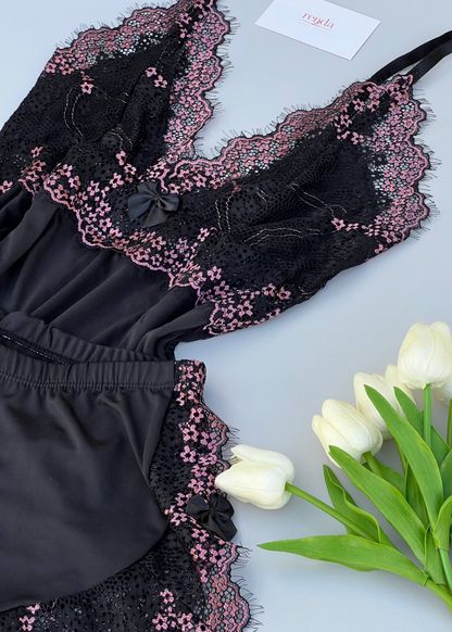 Conjunto de pijama curto - Black and Rose